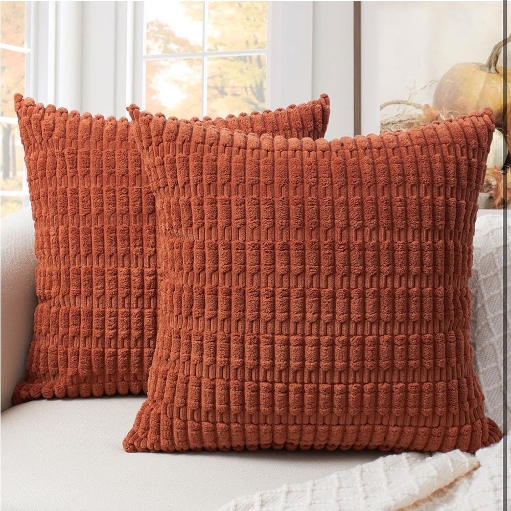 Rustic Orange Accent Pillow Pair